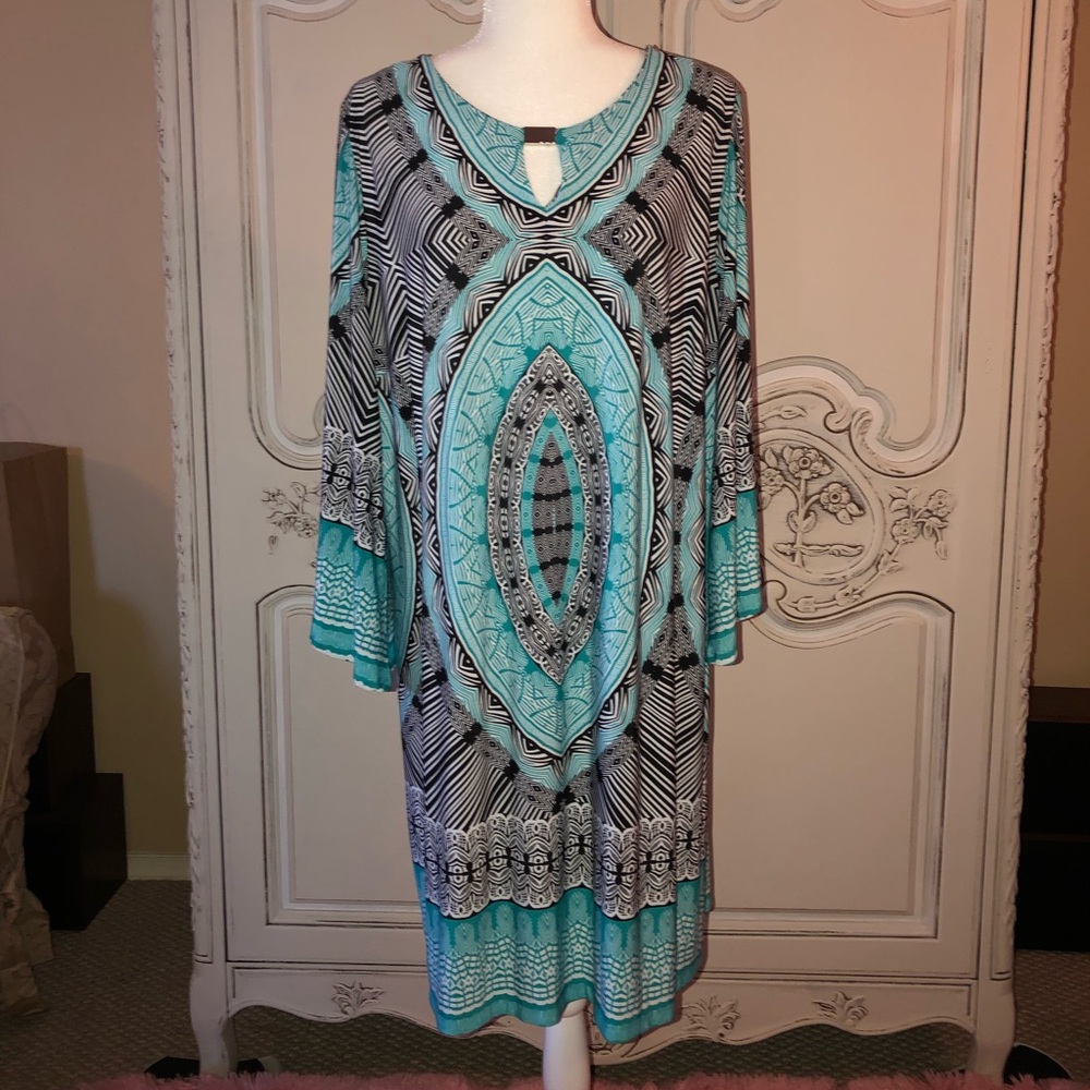 Teal and black dress ~ Size 16